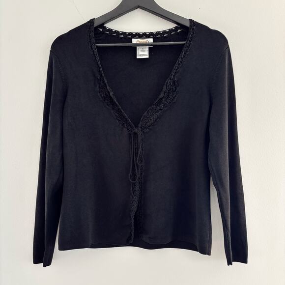 Vintage Y2K Talbots Petites Black Cardigan Sweater Women's Size Small - Picture 1 of 4